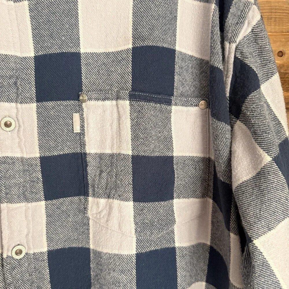 Levi’s SilverTab Men’s XXL 100% Cotton Flannel Shirt Blue White Buffalo Plaid